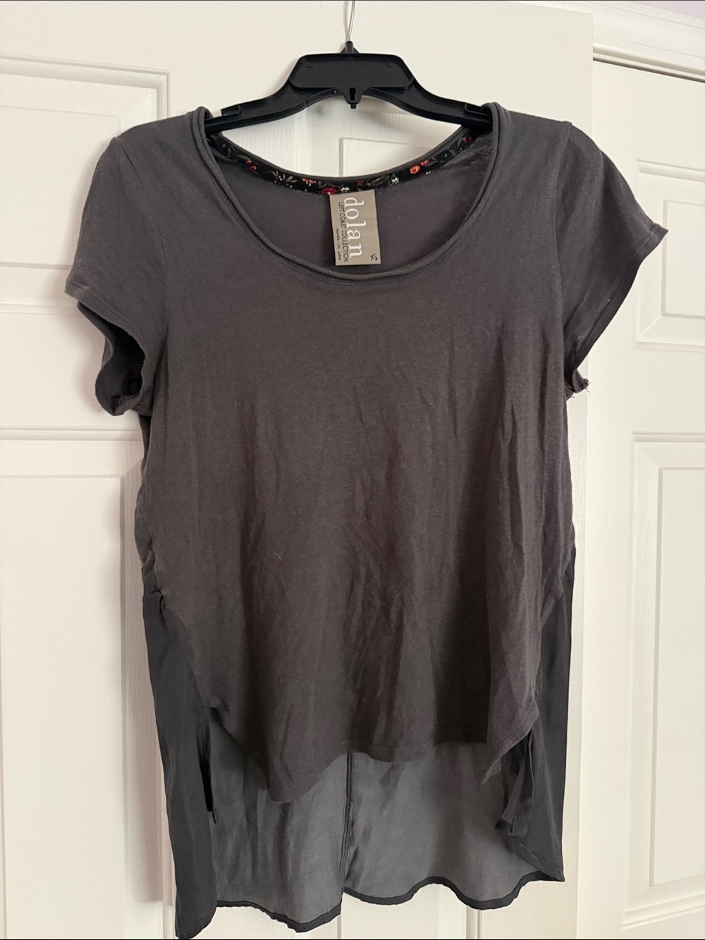 dolan charcoal layered short-sleeve top
